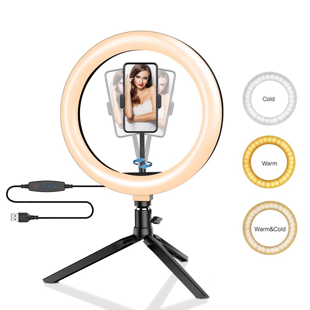 Photography Video Lighting Kit - Anneau lumineux Led pour Selfie, 26cm,